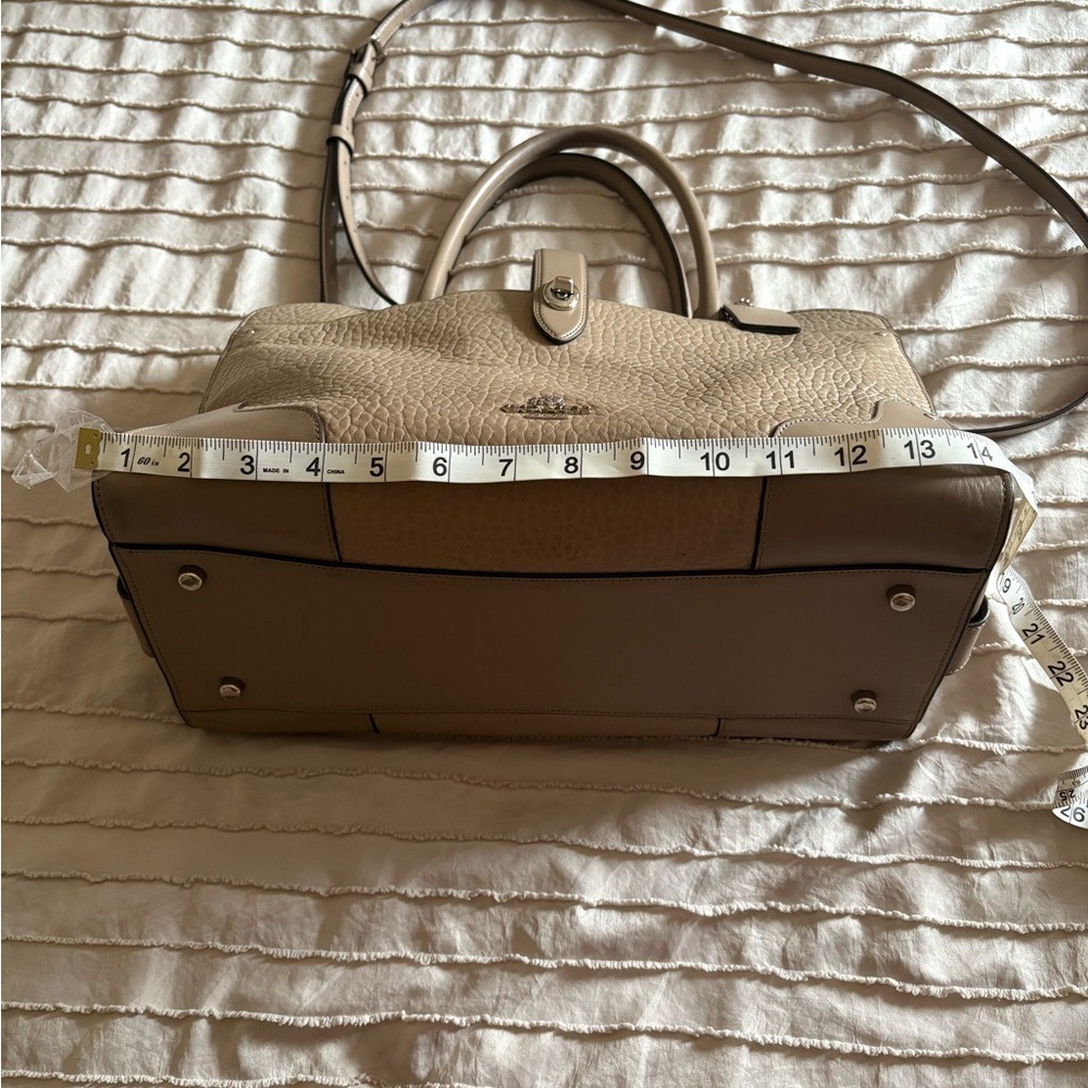 Coach Pebbled Leather Satchel | Latte Cocoa Neutral- Like New - Picture 4 of 14